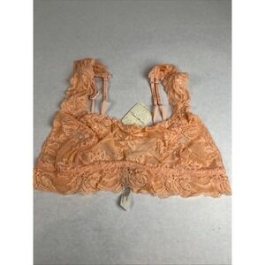 NWT FREE PEOPLE Intimately Last Dance Square Bralette Coral Large